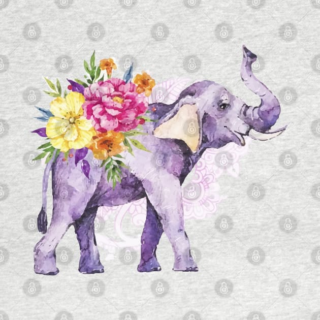 elephant and flowers by Serotonin